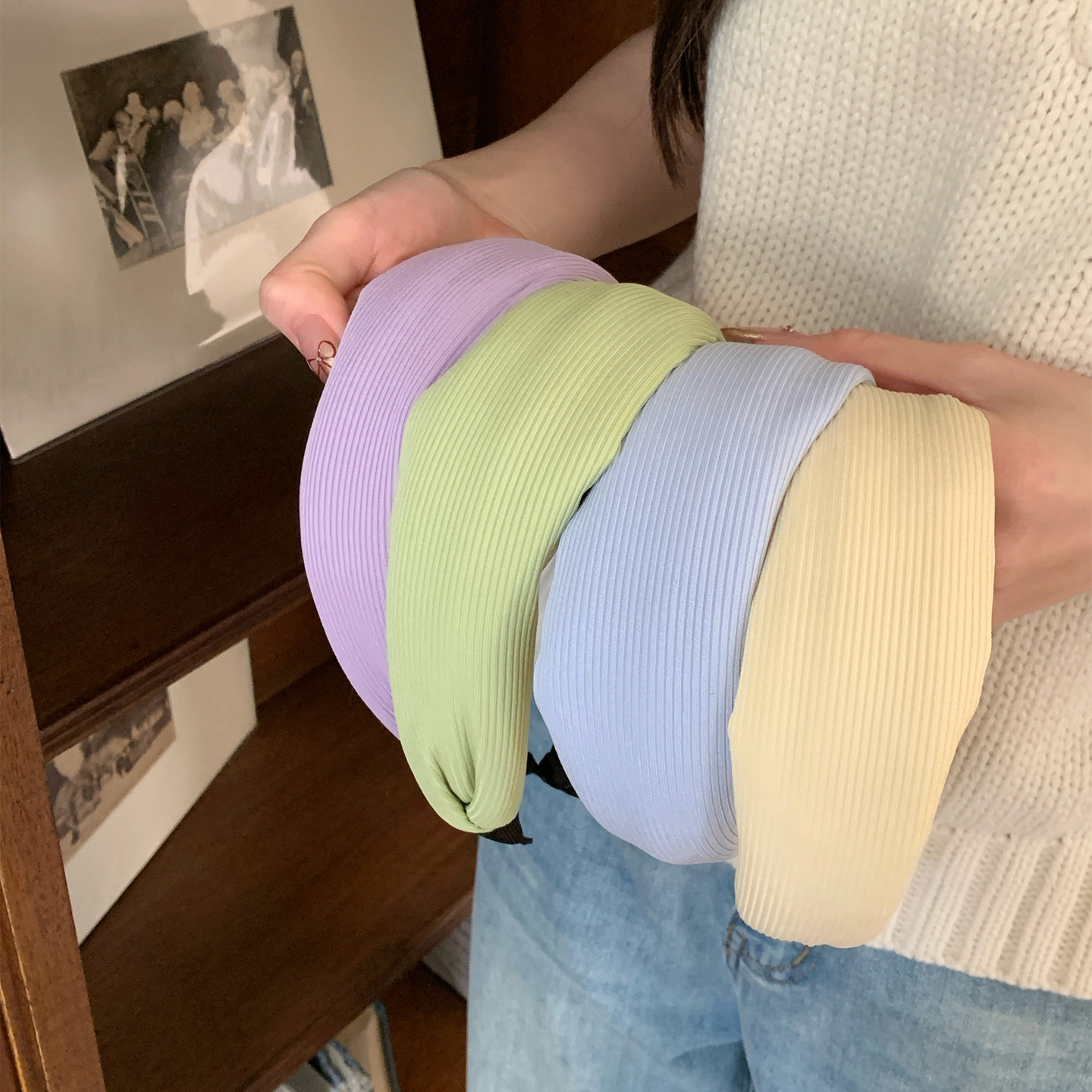 春季新款奶油色系针织发箍宽边增高颅顶发卡头箍韩系少女发饰头饰