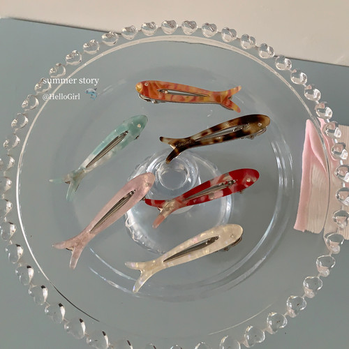 可爱醋酸小鱼发夹鸭嘴夹甜美少女刘海夹边夹前额发卡百搭气质发饰