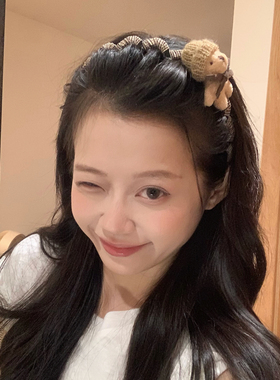 可爱帽子小熊发箍波浪带齿头箍整理碎发洗脸发卡韩系少女发饰新款