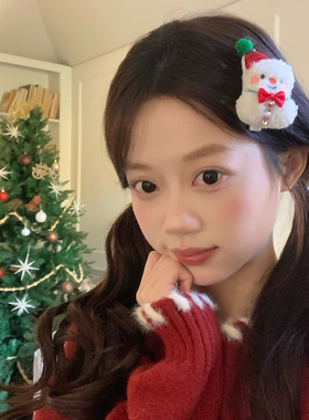 圣诞月！可爱雪人圣诞树发夹毛绒玩偶刘海夹少女心发卡边夹发饰品