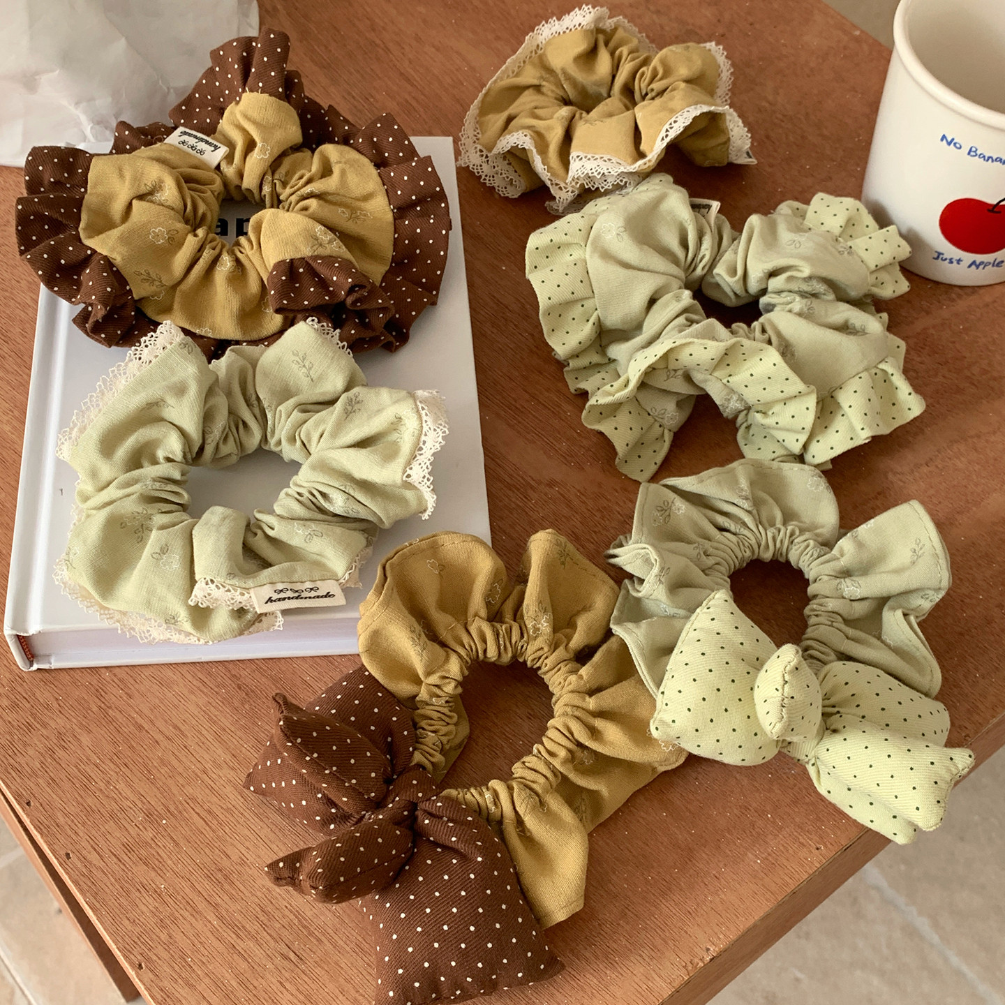 椰棕蜜瓜~韩系小清新蕾丝花边发圈甜美气质大肠圈头绳扎马尾发绳