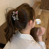 彩钻镂空星星金属抓夹鲨鱼夹增高马尾发抓后脑勺盘发夹高级感发卡