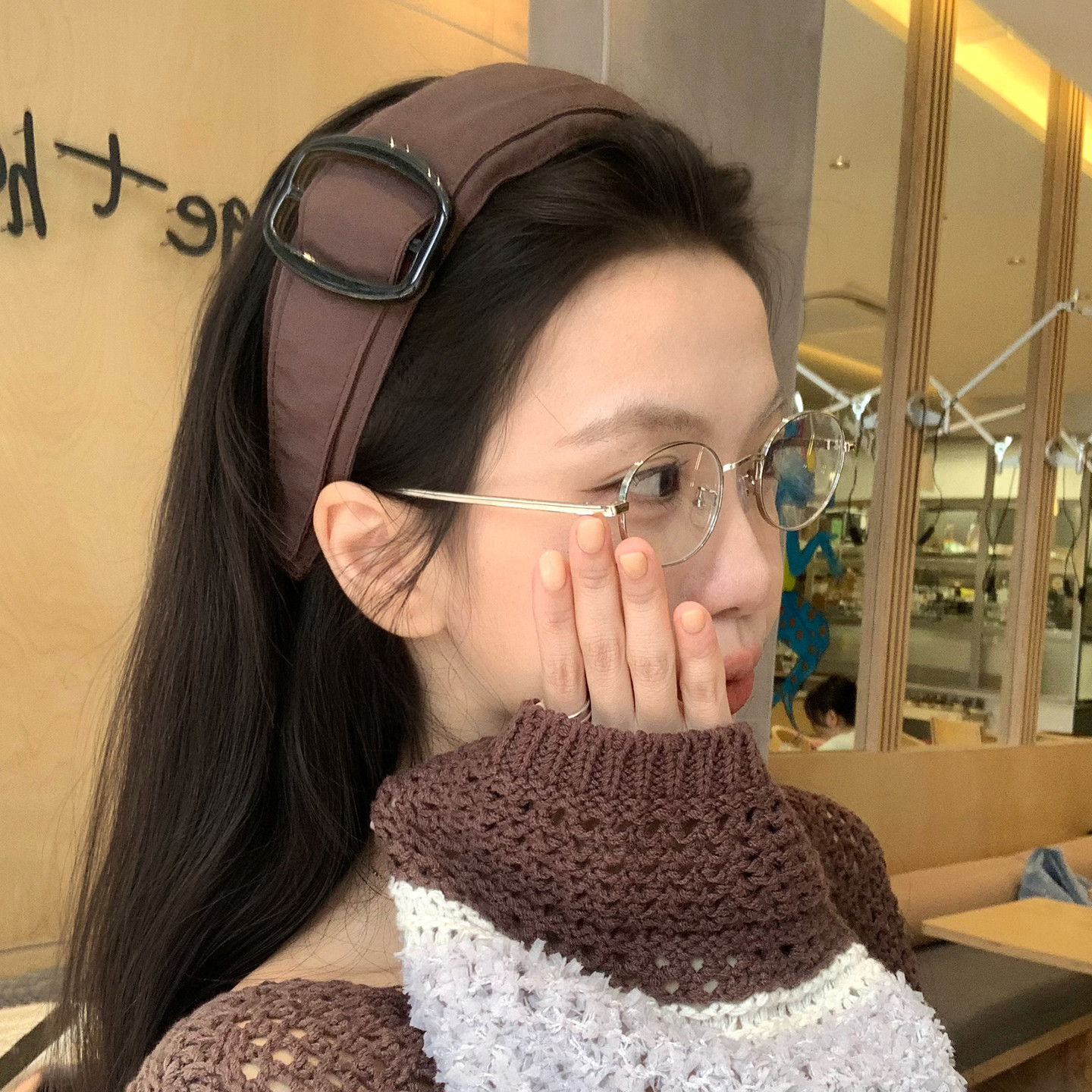 焦糖黑巧！时髦方扣咖色发箍小众设计感宽边头箍增高颅顶发卡发饰
