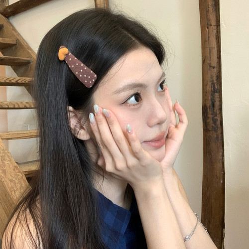 复古撞色爱心针织发夹BB夹小众设计感星星发卡侧边刘海夹掰掰夹女