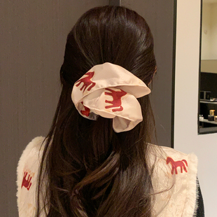 顺意福马~新中式小马缎面发绳方巾发圈高级感国风大肠圈新年发饰