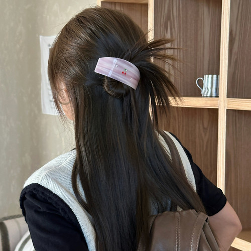 ins风水钻樱桃弧形马尾夹