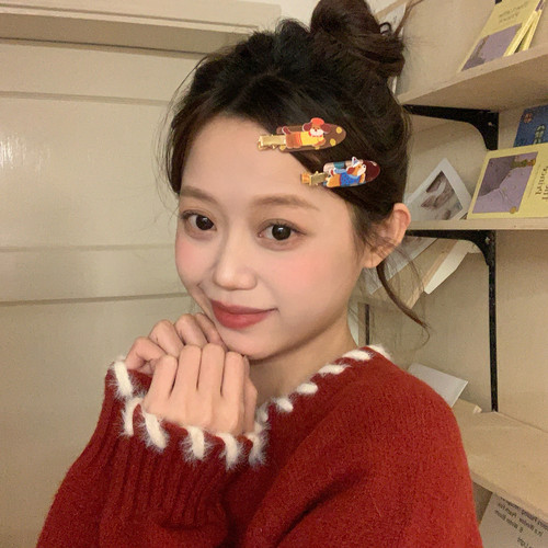 2个装 可爱腊肠小狗发夹化妆夹刘海夹少女心卡通发卡边夹碎发夹子
