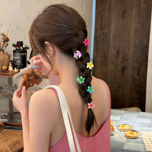 6个装 mini小号鸡蛋花抓夹彩色花朵麻花辫发爪碎发刘海夹边夹发饰