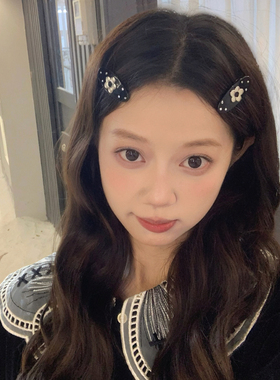 淡颜系女主！银色花朵水钻发夹椭圆鸭嘴夹刘海夹发卡甜美气质边夹