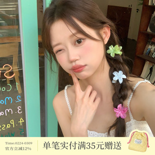 泰兰德！小号晕染鸡蛋花抓夹海边度假拍照发卡氛围感发爪边夹发饰
