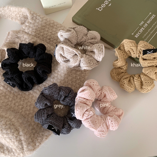 韩系奶油色针织毛线小肠圈发绳女基础百搭扎发皮筋头绳低马尾发圈