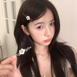 珍珠花朵波点发夹鸭嘴夹2026新款法式复古侧边夹子刘海夹发卡发饰