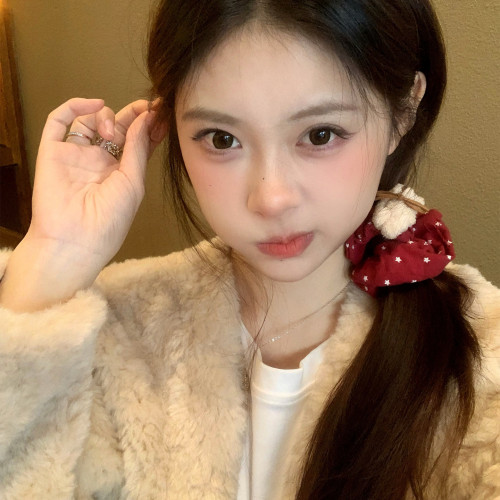 古早甜妹！个性星星小熊兔子玩偶发圈甜美可爱少女发绳扎马尾头绳