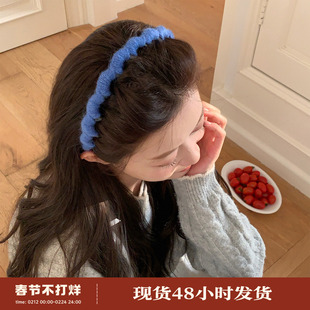 糖果色毛线针织波浪发箍2025秋冬高颅顶带齿头箍压发发卡发饰新款