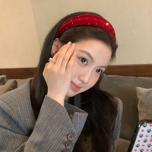 闪闪星空~氛围感植绒宽边发箍凹凸设计感头箍增高颅顶发卡发饰女