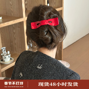 南韩博主！一字蝴蝶结亚克力抓夹高质感大号鸭嘴盘发夹后脑勺发卡