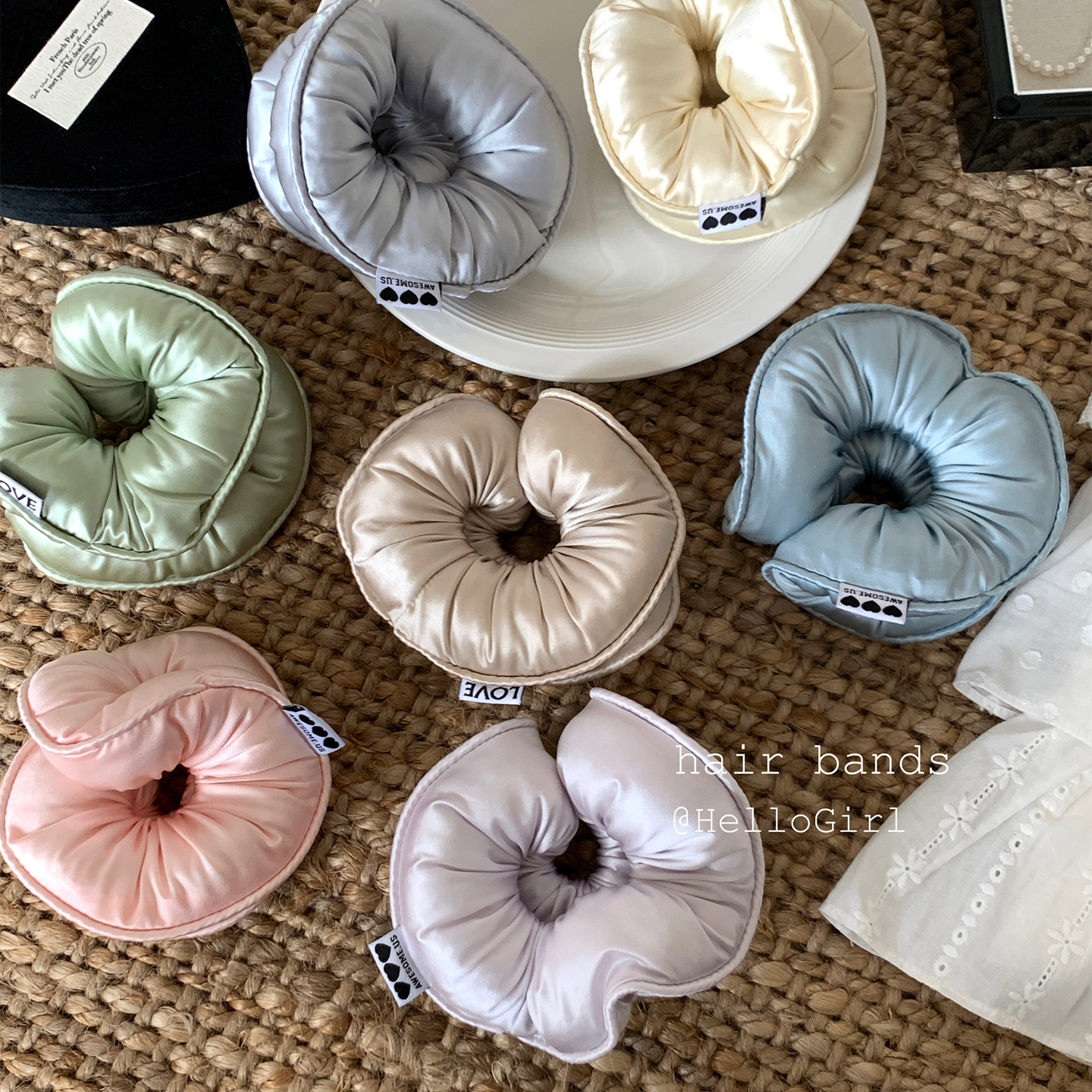 法式仿真丝缎面发圈柔软不伤发海绵大肠圈发绳大波浪头绳发饰2026