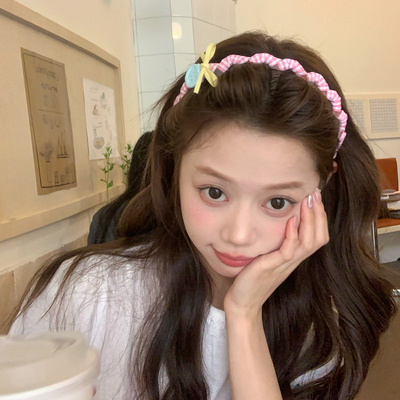 苏打苹果！可爱撞色蝴蝶结发箍韩系格子波浪带齿头箍增高颅顶发卡