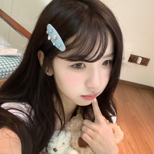 水钻星星牛仔蓝发夹发梳韩系高级感刘海夹侧边夹子倒插梳发卡发饰