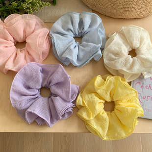 超显发量!雪纺多层泡泡发圈褶皱木耳边网纱大肠圈慵懒氛围感发饰