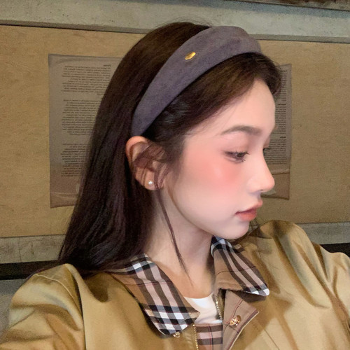 慵懒老钱风气质宽边发箍复古绒面高颅顶头箍发卡高级感发饰显脸小