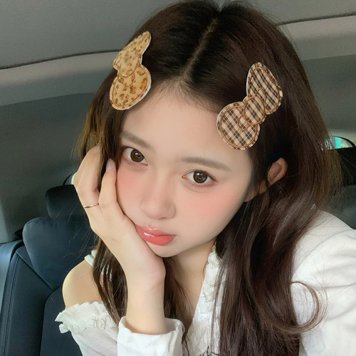 咖色系豹纹格子蝴蝶结发夹BB夹百搭少女心刘海夹发卡边夹发饰2025
