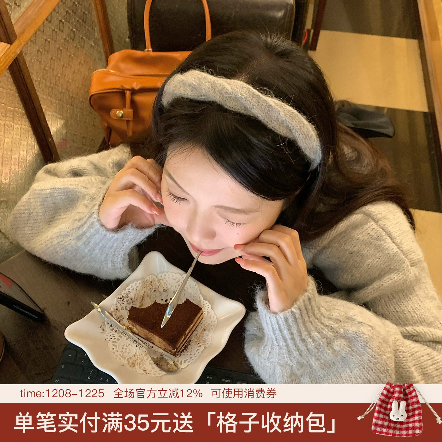 马海毛波浪发箍秋冬气质针织毛线压发头箍增高颅顶发卡高级感发饰