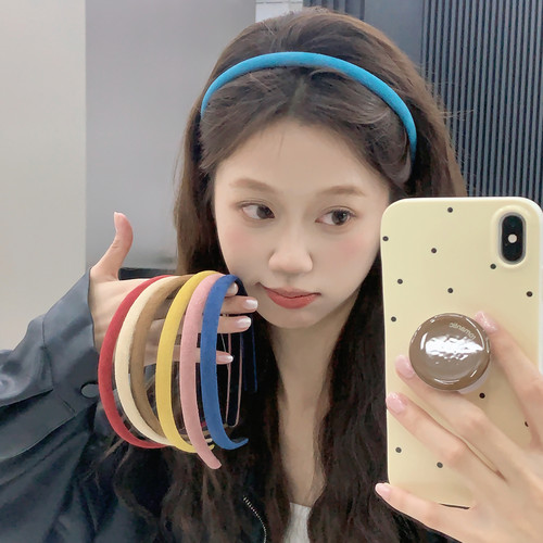 复古彩色绒面细发箍女2025新款简约小众高级感洗脸头箍压发发卡新