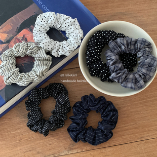 韩系波点条纹褶皱布艺小肠圈发绳金泰梨宋慧乔同款高弹力发圈头绳