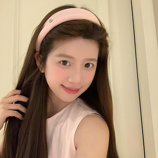 复古甜心 纯色棉质爱心加宽发箍高颅顶头箍压发发卡洋气外戴发饰