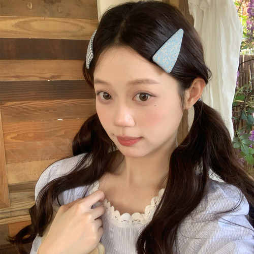 韩系花花~复古碎花格纹布艺发夹BB夹甜美少女刘海夹侧边夹发饰品