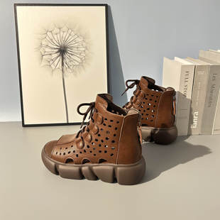 2026春夏季镂空罗马凉靴女厚底松糕凉靴轻便增高百搭洞洞鞋大码42