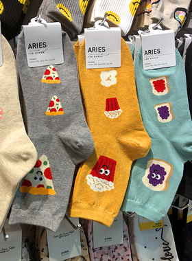 韩国进口ARIES棉袜卡通美食中筒少女袜慕斯蛋糕日系休闲袜子9257