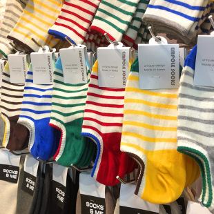 韩国进口船袜早春新款 多巴胺条纹控女生防脱隐形袜短棉袜子6098