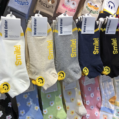 韩国进口袜子vivid立体小笑脸少女袜东大门春夏新款低腰短筒5104