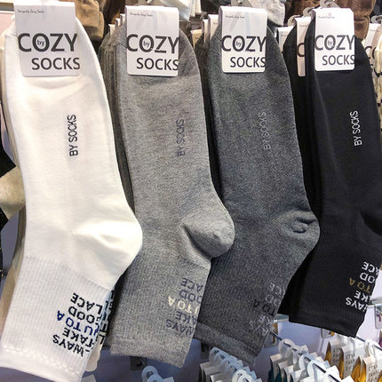 韩国进口COZY男士棉袜ins风运动字母中筒袜子吸汗透气男袜子4150