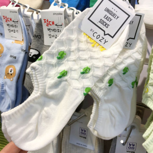 韩国COZY镂空网面浅口女短袜东大门甜美水果笑脸防脱隐形船袜4028