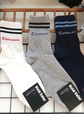 韩国vivid男袜商务休闲袜东大门新款精梳棉运动百搭中筒袜5213