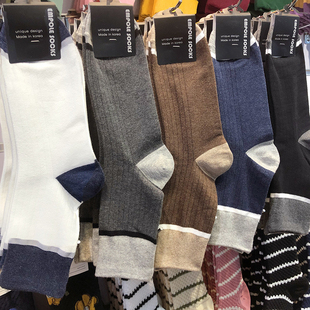 韩国进口男士 棉袜复古英伦风拼色潮男中筒6052 袜子EMPOLE新款