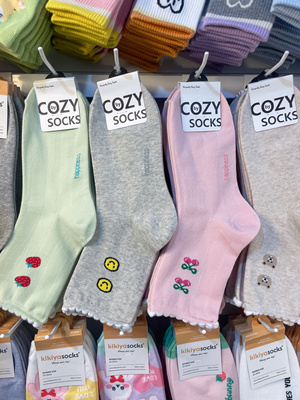 cozy韩国进口袜子2025春夏新款女袜卡通笑脸棉袜子女士袜子4101