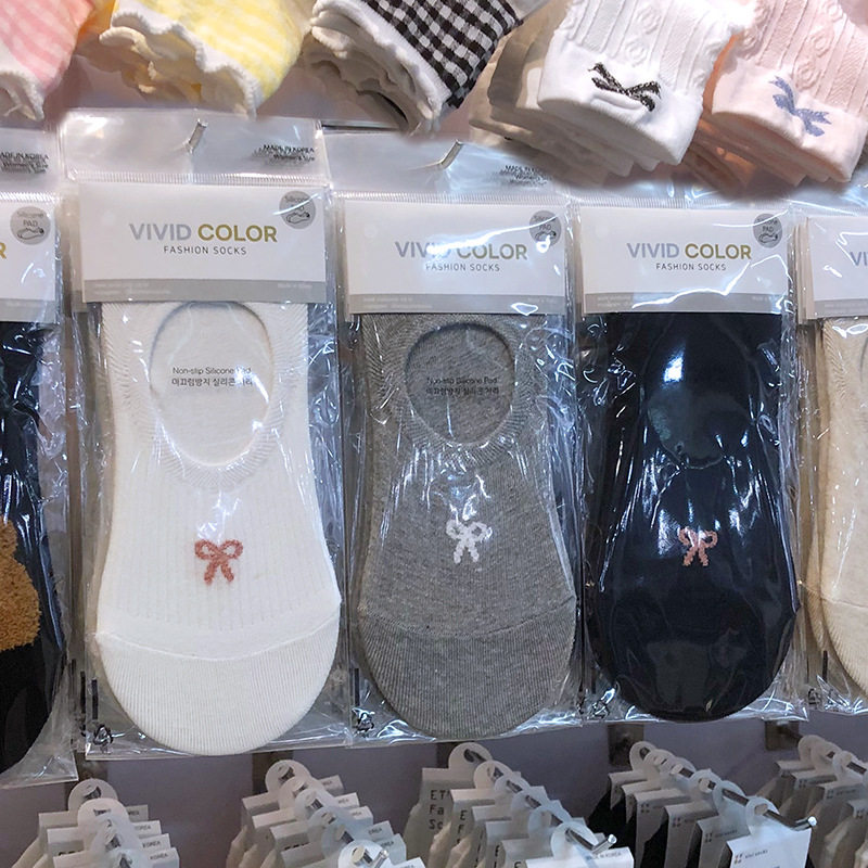 韩国进口vivid春夏新款船袜法式蝴蝶结少女袜防脱隐形薄棉袜5225