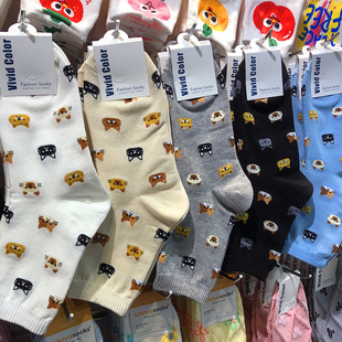 韩国东大门袜子 vivd 招财猫少女袜日系中筒可爱卡通棉袜5154