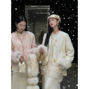 【现货】 Onepire《婠婠如玉》新中式刺绣真狐狸毛90白鸭绒羽绒服