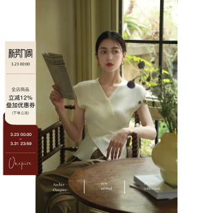 时髦知识分子2.0·V领显瘦法式 Onepire 通勤风针织上衣 现货