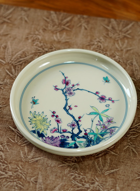 【景墨春风】-陶瓷斗彩花神蝴蝶壶承-D024