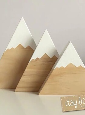 木装饰雪山三件套摆件