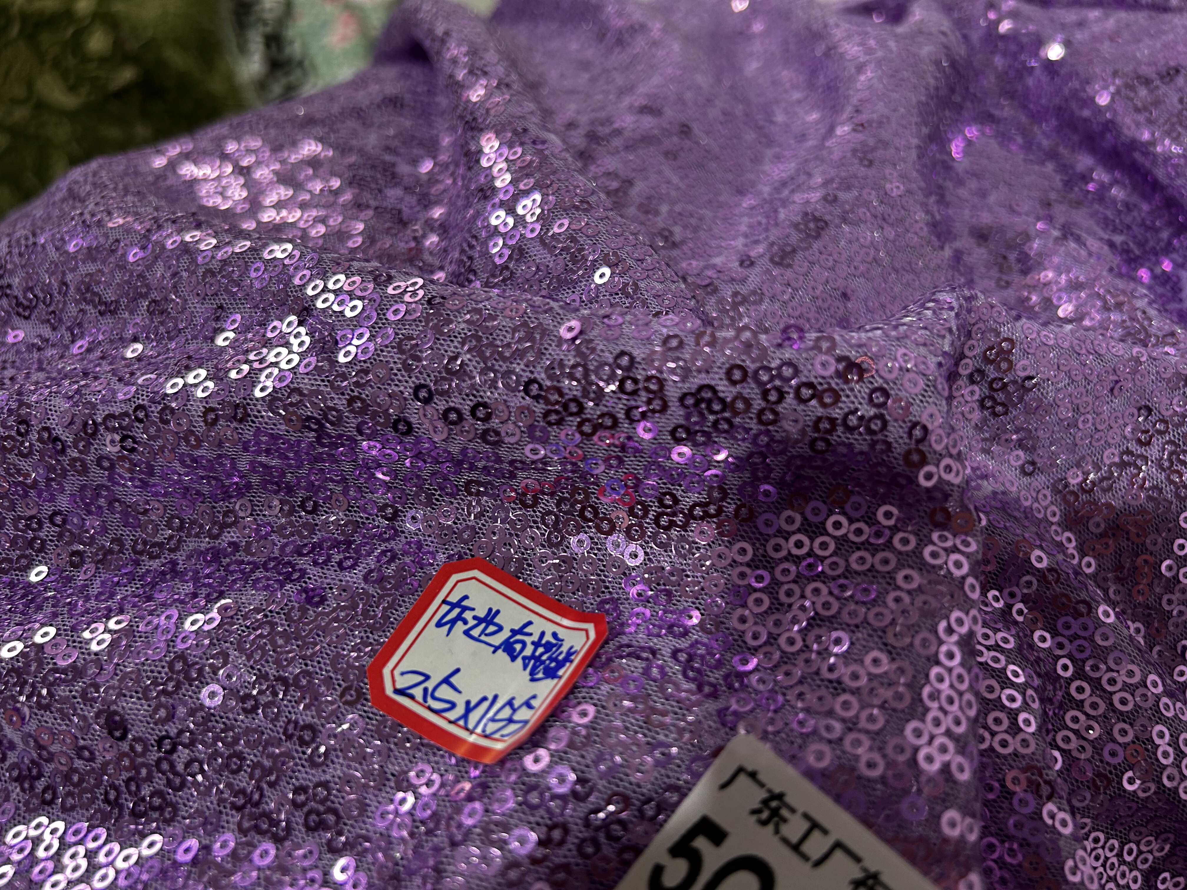 660克裁片2.5乘1.55米30元包邮5G0992布边接缝网纱绣亮片布料