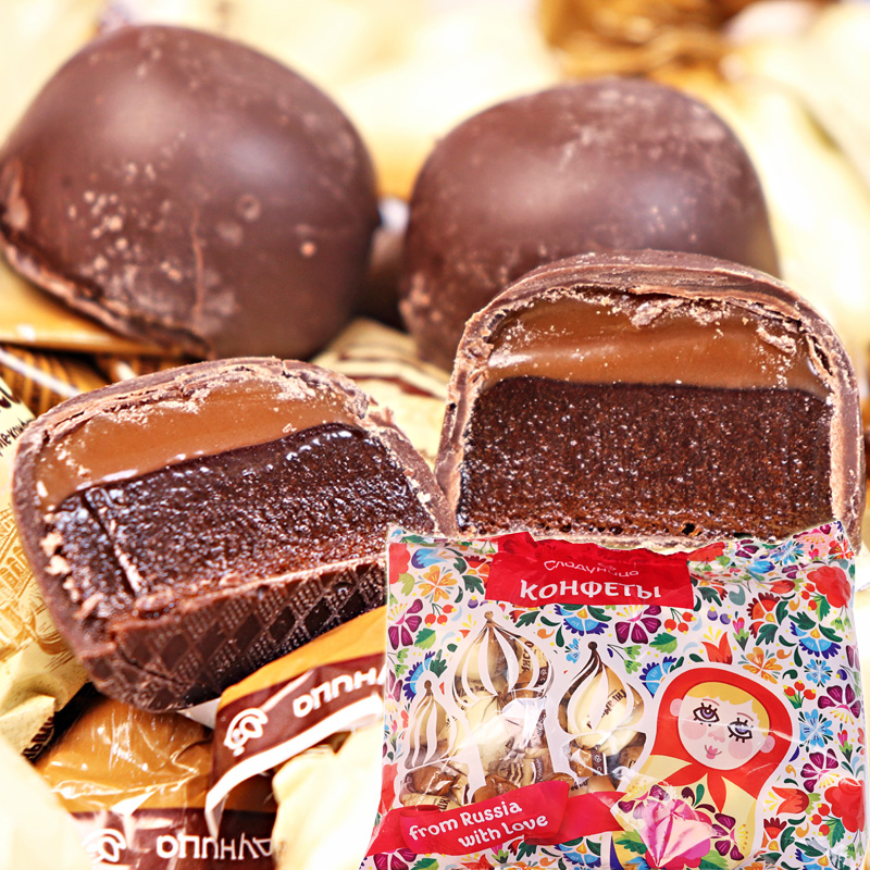 俄罗斯原装进口巧克力夹心糖俄宝多牌提拉米苏味巧克力休闲糖果