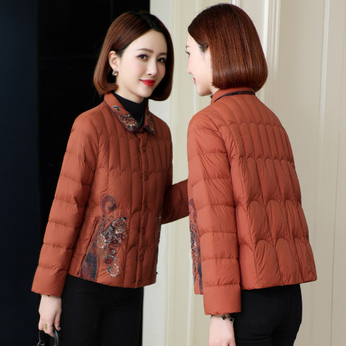 国风刺绣薄款羽绒服女