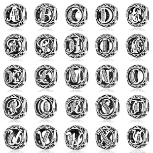 潘家家手链 26个英文字母圆珠diy配件s925串珠欧美经典款厂家直